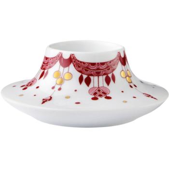 Svícen na sloupovou svíčku GUIRLANDE 12 cm, červená, porcelán, Bjørn Wiinblad