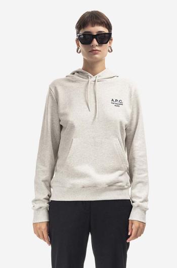 Bavlněná mikina A.P.C. Hoodie Manuela dámská, béžová barva, s kapucí, aplikací, COEZD-F27760 BRIGHT PINK