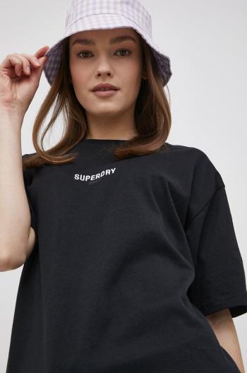 Bavlněné tričko Superdry černá barva