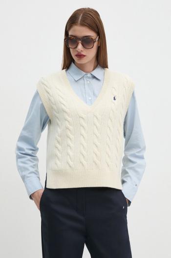 Vlněná vesta Polo Ralph Lauren béžová barva, 211949994