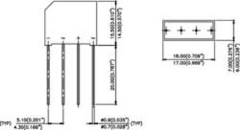 Můstkový usměrňovač IR 2KBB40, U(RRM) 400 V, U(FM) 1 V, I(F) 2 A, D-37