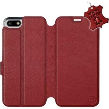 Flip pouzdro na mobil Honor 7S - Tmavě červené - kožené -   Dark Red Leather (5903226516506)