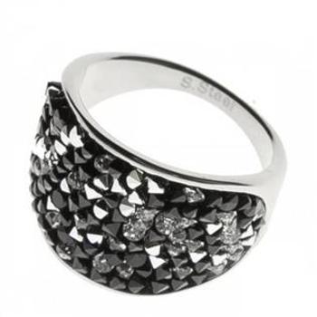 AKTUAL, s.r.o. Ocelový prsten s krystaly Crystals from Swarovski®, PEPPER - velikost 59 - LV1001-PEP-59