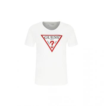 Guess GUESS dámské bílé bavlněné tričko ORGANIC COTTON T-SHIRT