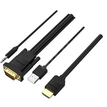 Vention HDMI to VGA Cable with Audio Output & USB Power Supply 3m Black (ABIBI)