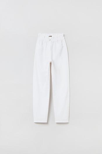 Dětské kalhoty OVS bílá barva, hladké
