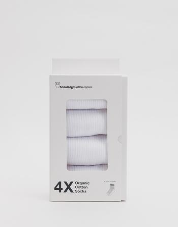 Knowledge Cotton 4-Pack Classic Sock 1010 Bright White 43-47