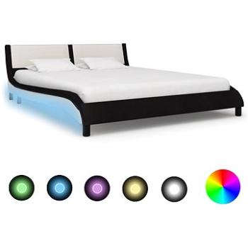 Rám postele s LED světlem černobílý umělá kůže 160x200 cm (280365)