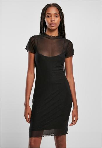 Urban Classics Ladies Mesh Double Layer Dress black - XXL