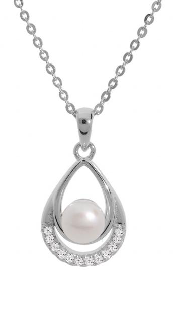 Brilio Silver Výjimečný stříbrný náhrdelník s pravou perlou MP05398A (řetízek, přívěsek)