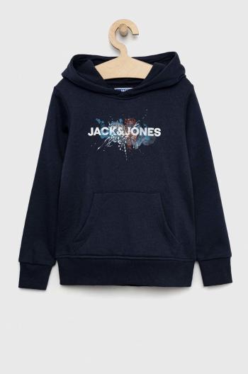 Dětská mikina Jack & Jones tmavomodrá barva, s kapucí, s potiskem