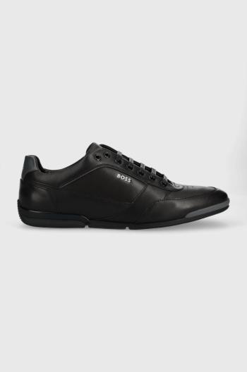 Kožené sneakers boty BOSS Saturn černá barva, 50485624