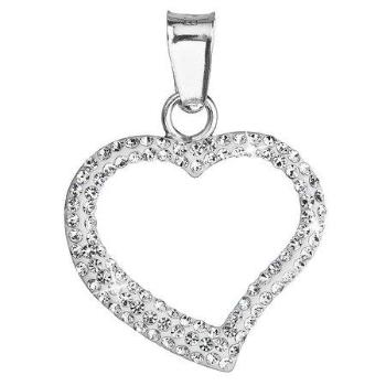 Stříbrný přívěsek s krystaly Swarovski bílé srdce 34093.1, Bílá