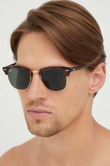 Brýle Ray-Ban CLUBMASTER pánské, hnědá barva, 0RB3016