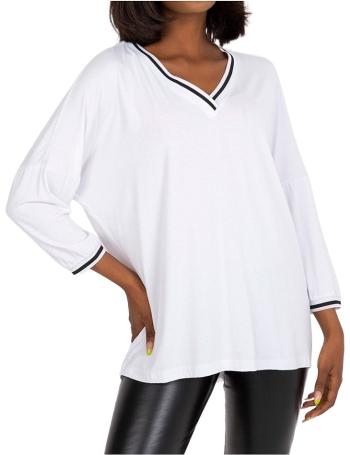 Bílé dámské volné tričko s výstřihem vel. L/XL