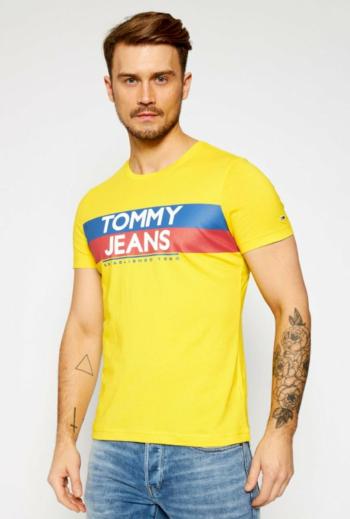 Tommy Jeans pánské žluté tričko Contrast color - XL (ZH3)