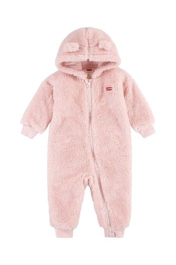 Kojenecký overal Levi's BEAR SHERPA COVERALL růžová barva, 6EL511