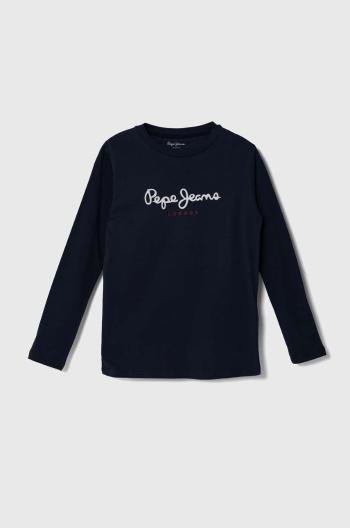 Dětské bavlněné tričko s dlouhým rukávem Pepe Jeans NEW HERMAN tmavomodrá barva, s potiskem, PB503919