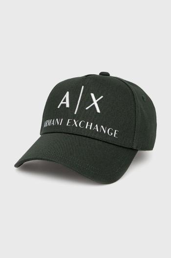Čepice Armani Exchange zelená barva, s aplikací