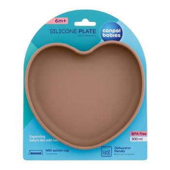 Canpol babies Silicone Suction Plate Heart Beige 300 ml nádobí pro děti