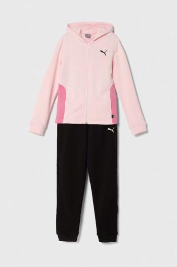 Dětská tepláková souprava Puma Hooded Sweat Suit TR cl G růžová barva