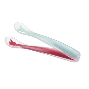 Sophie La Girafe Vulli Silicone Spoons lžička pro děti Red/ Blue 4m+ 2 ks