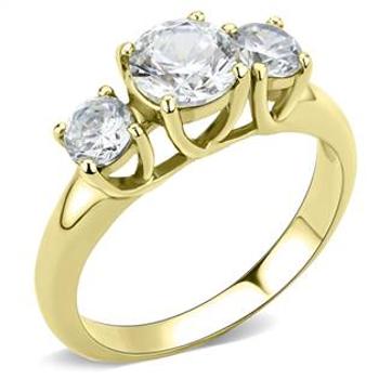 Šperky4U Zlacený ocelový prsten se zirkony - velikost 52 - AL-0048-52