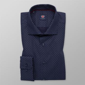 Pánská slim fit košile tmavě modrá se vzorem kytiček 14724 188-194 / XL (43/44)