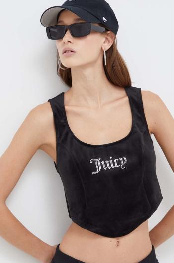 Velurový top Juicy Couture černá barva