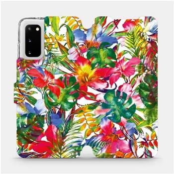 Flipové pouzdro na mobil Samsung Galaxy S20 - MG07S Pestrobarevné květy a listy (5903516169375)