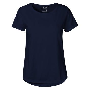 Neutral Dámské tričko s ohrnutými rukávy z organické Fairtrade bavlny - Námořní modrá | XS