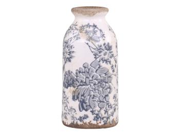 Keramická dekorační váza se šedými květy Melun -  Ø 8*16 cm 65599-06