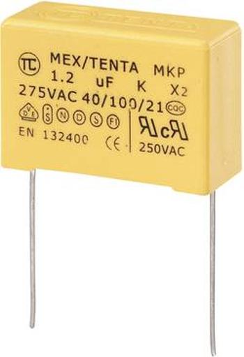 Odrušovací kondenzátor MKP-X2 TRU COMPONENTS MKP-X2 radiální, 1.2 µF, 275 V/AC,10 %, 27.5 mm, (d x š x v) 32 x 13 x 23 mm, 1 ks