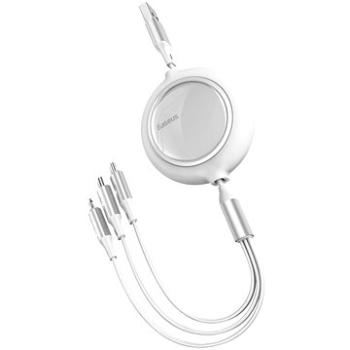 Baseus Bright Mirror 3v1 zatahovací datový kabel USB - M+L+C 3.5A 1.2m White (CAMLT-MJ02)