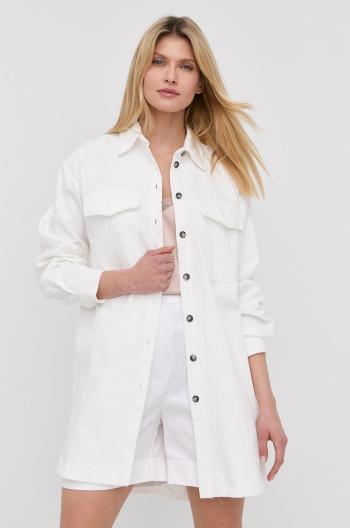 Bavlněné tričko Silvian Heach dámská, bílá barva, relaxed, s klasickým límcem