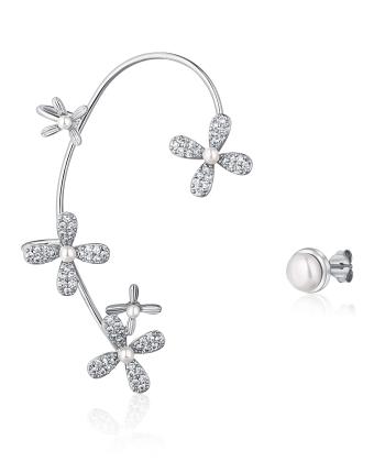 JwL Luxury Pearls Luxusní stříbrné asymetrické náušnice s perlami a zirkony - pravá záušnice JL0779