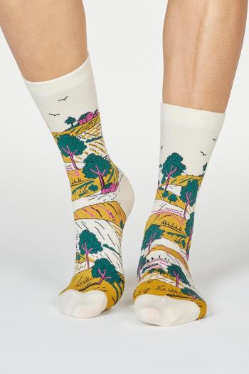 Béžové vzorované ponožky Evetta Gotse Landscape
