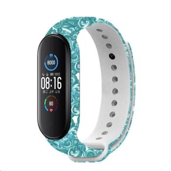 RhinoTech řemínek pro Xiaomi Mi Band 5 bílá - motiv vlny