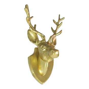 Zlatá nástěnná kovová hlava jelena - 19,5*16*33cm EHGHRK33