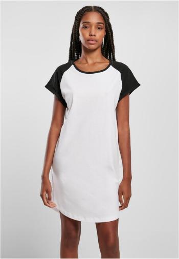 Urban Classics Ladies Contrast Raglan Tee Dress white/black - 3XL