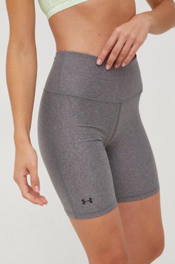 Tréninkové šortky Under Armour dámské, šedá barva, hladké, high waist