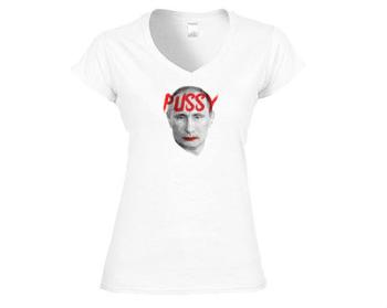 Dámské tričko V-výstřih Pussy Putin