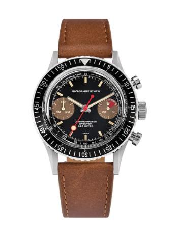 Nivada Grenchen Chronomaster Lollipop Honey Manual - Brown Leather