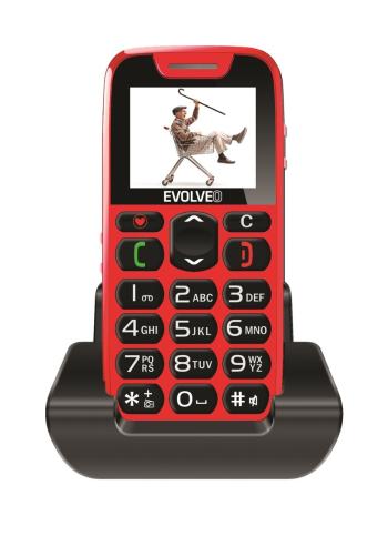 EVOLVEO EasyPhone, mobilní telefon pro seniory s nabíjecím stojánkem (červená barva)