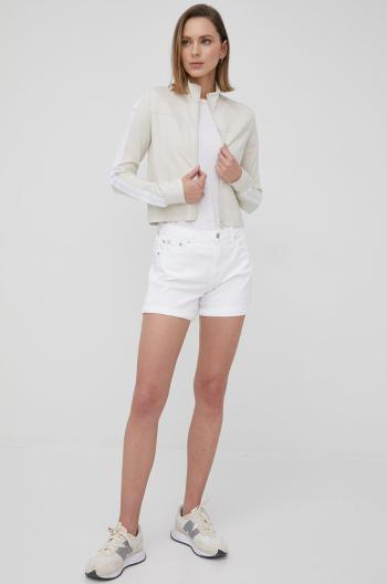 Kraťasy Calvin Klein Jeans dámské, bílá barva, hladké, high waist
