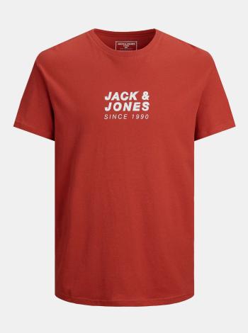 Červené tričko s potiskem na zádech Jack & Jones Pol