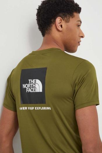 Sportovní tričko The North Face Reaxion Red Box zelená barva, s potiskem, NF0A4CDWPIB1