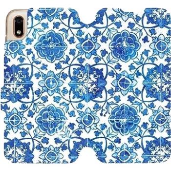 Flipové pouzdro na mobil Huawei Y5 2019 - ME05P Modré dlaždice s květy (5903226920075)