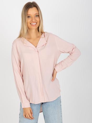 SVĚTLE RŮŽOVÁ DÁMSKÁ HALENKA S VÝSTŘIHEM D73761M10997C-LIGHT PINK Velikost: S