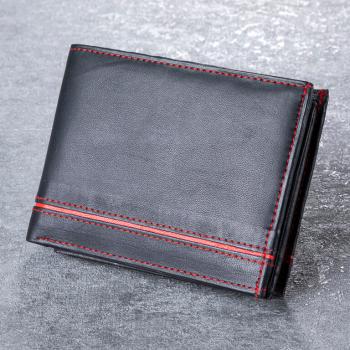 Pánská kožená peněženka s červeným pruhem